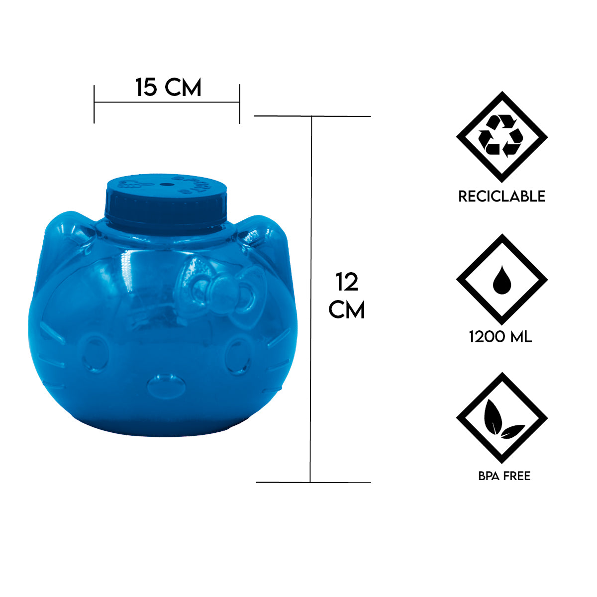 Vaso Cabeza de Kitty Chelero de 1.2 L