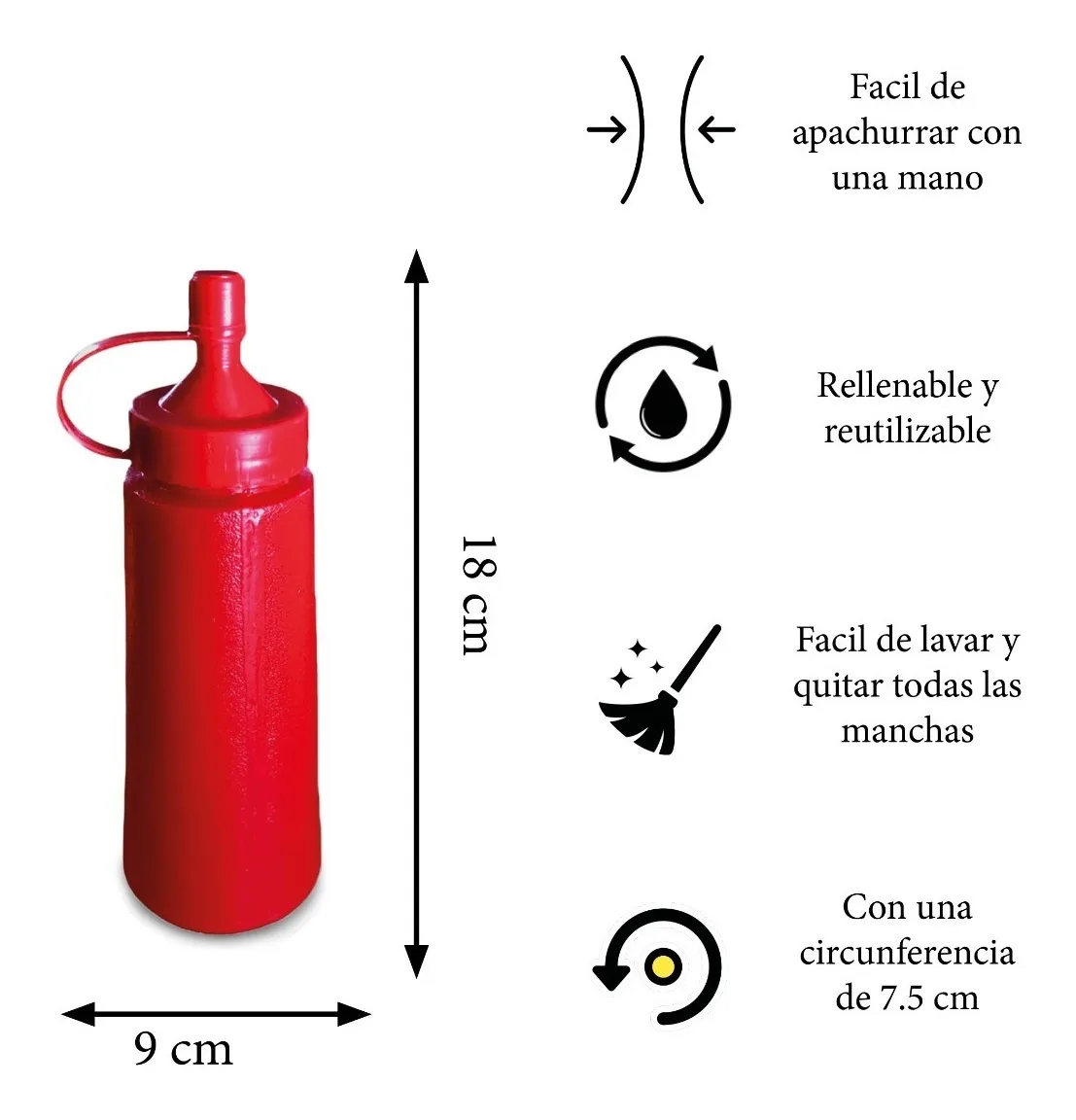Botella / mamila dispensadora para mayonesa y catsup mediana