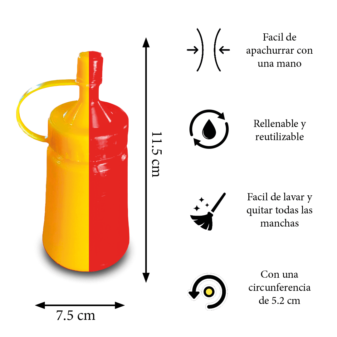 Botella / mamila dispensadora para mayonesa y catsup chica