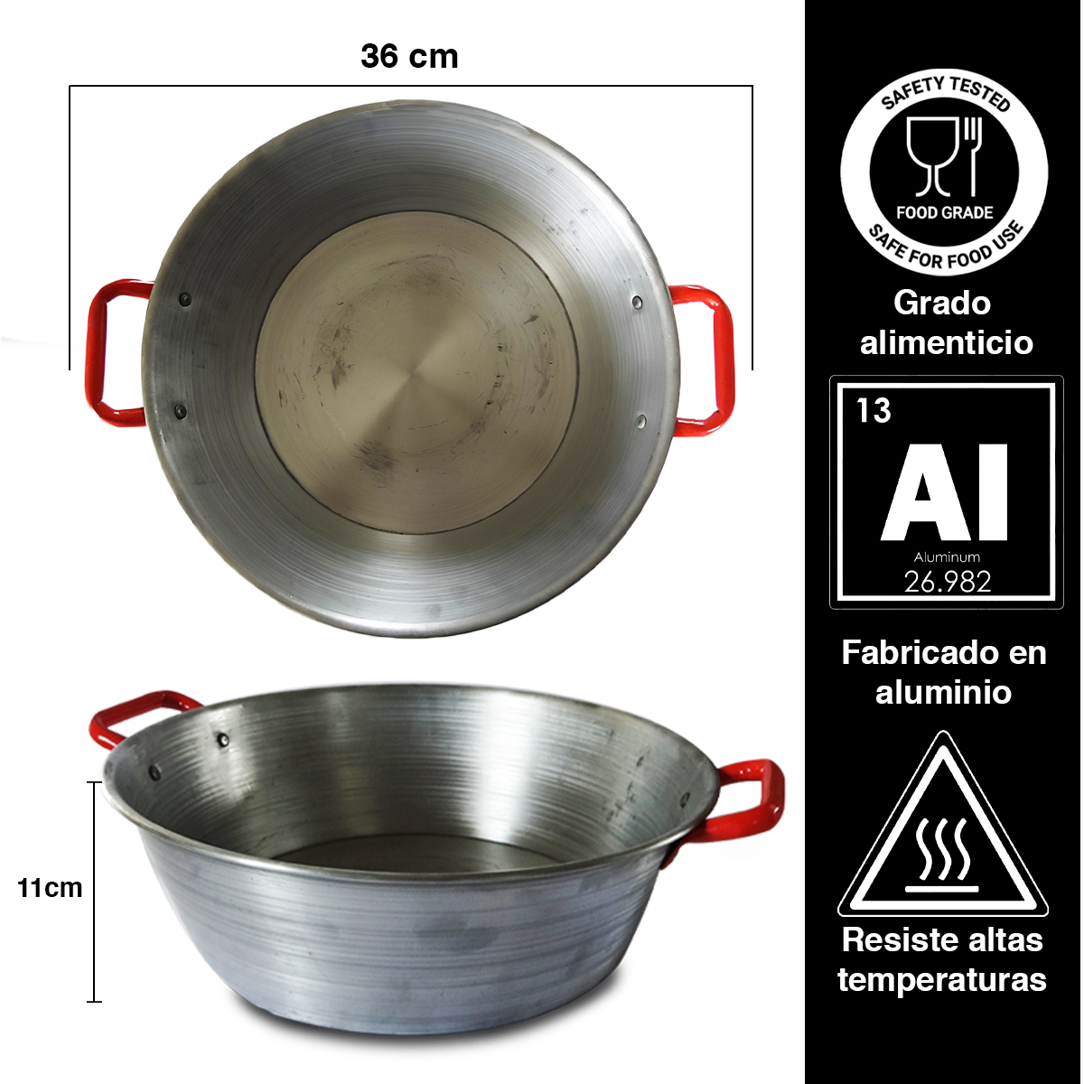 Cazo De Acero / Aluminio 36 Cm Hondo Para Freír