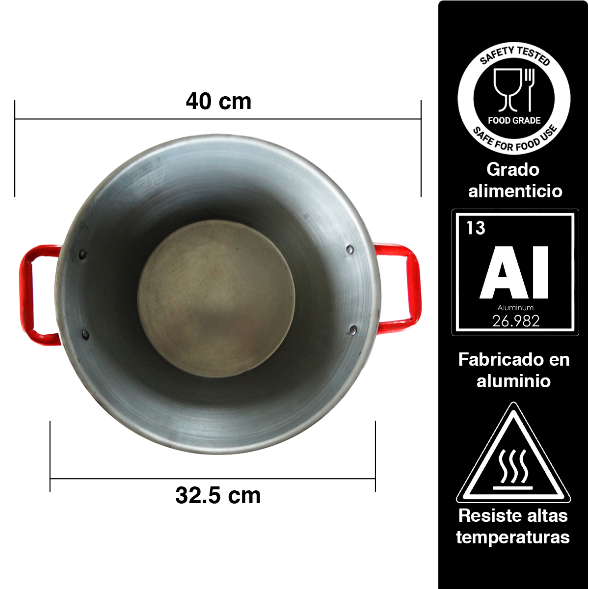 Cazo De Acero / Aluminio 32.5 Cm Hondo Para Freír