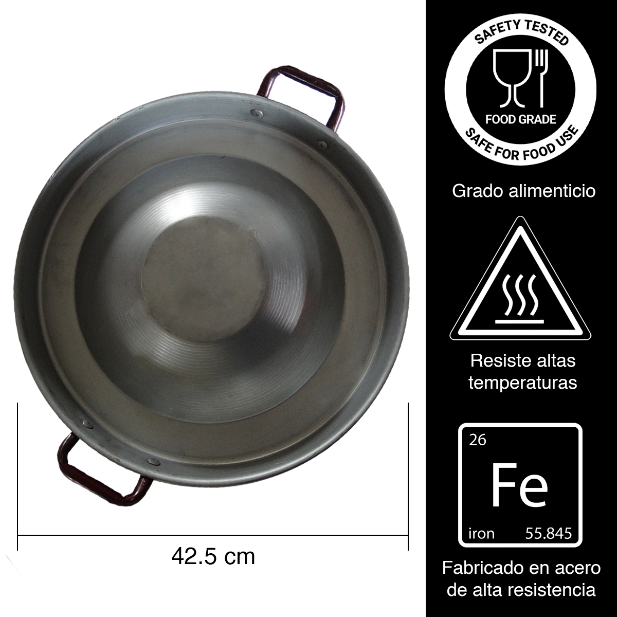 Comal Taquero Choricero de Acero / Aluminio 42,5 cm