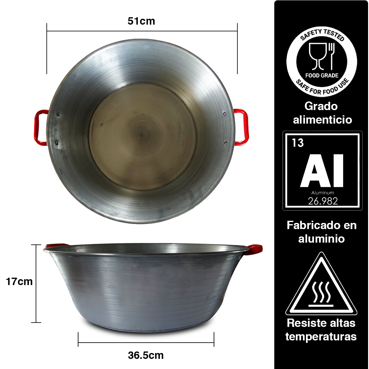 Cazo De Acero / Aluminio 51 Cm Hondo Para Freír