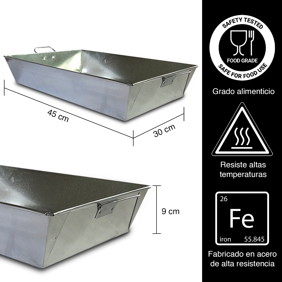 Charola Piernera Reforzada de Acero para Horno