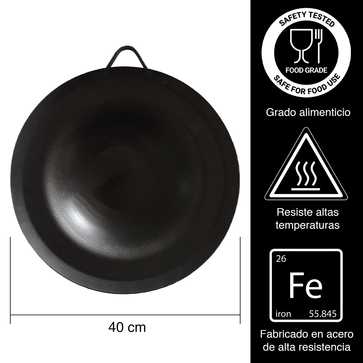 Comal de Placa Redondo para Taquero de Acero / Aluminio 40 cm