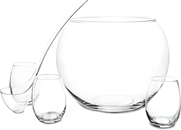Juego de Ponchera de vidrio c/ vasos y cucharon