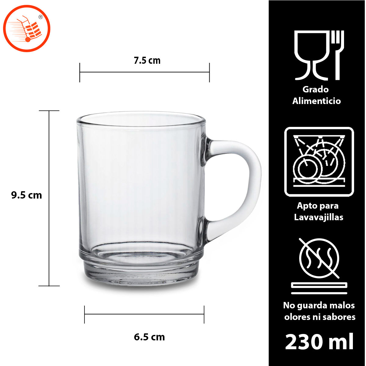 Taza de Vidrio Transparente 230 ml