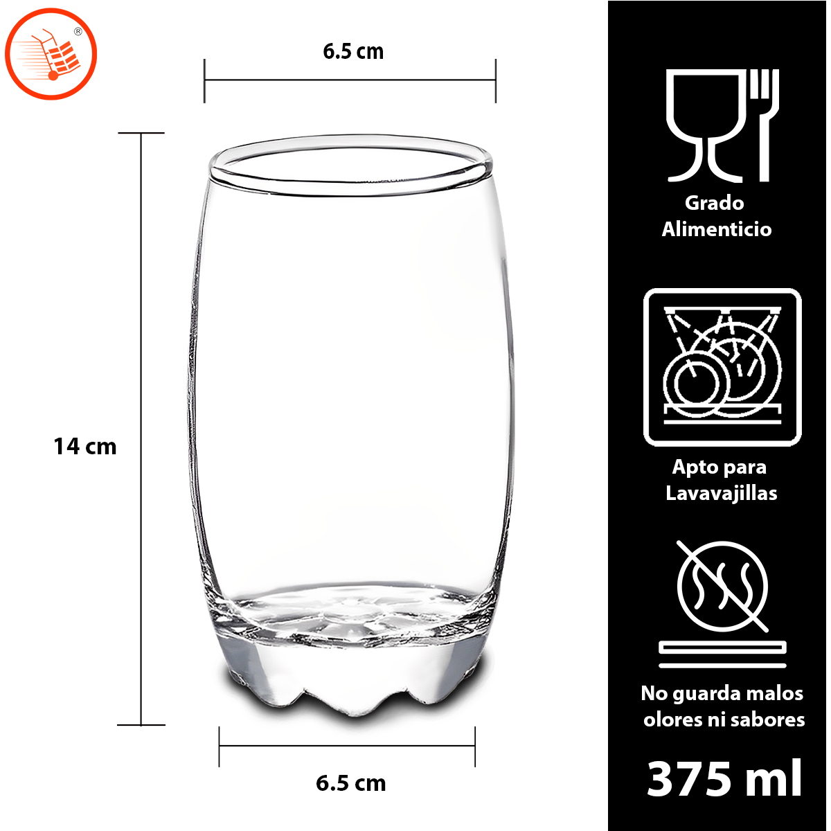 Vaso de Vidrio Highball Muela 375 ml
